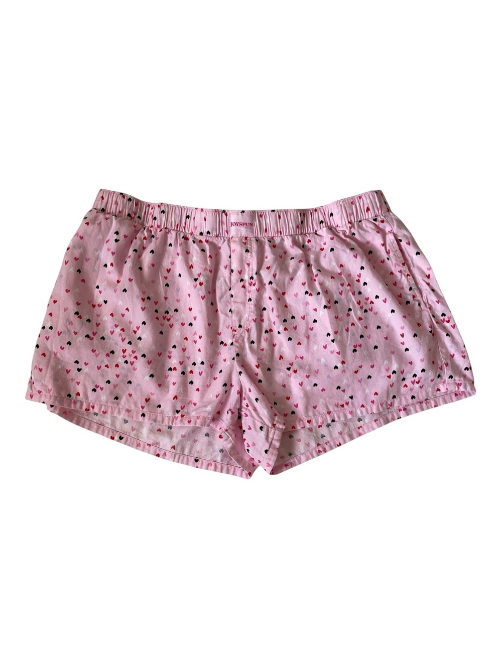 Joyspun Lady’s Pink Heart-Print Boxer Shorts with Elastic Waist Size XL